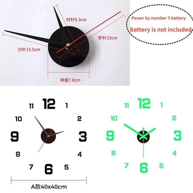 3D Luminous Digital Wall Clock