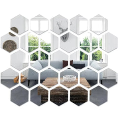 3D Hexagonal Mirror Wall Stickers