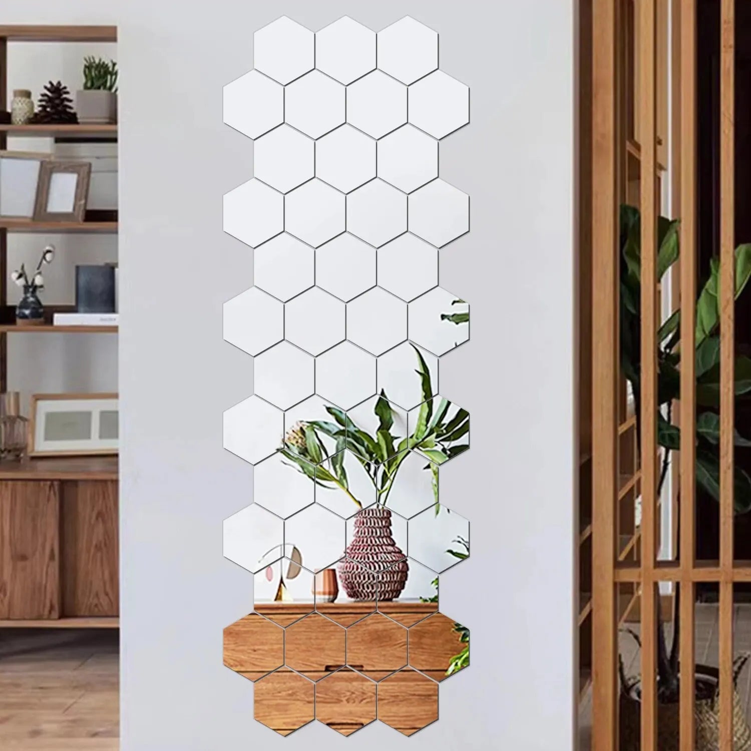 Hexagonal Mirror Wall Stickers Set