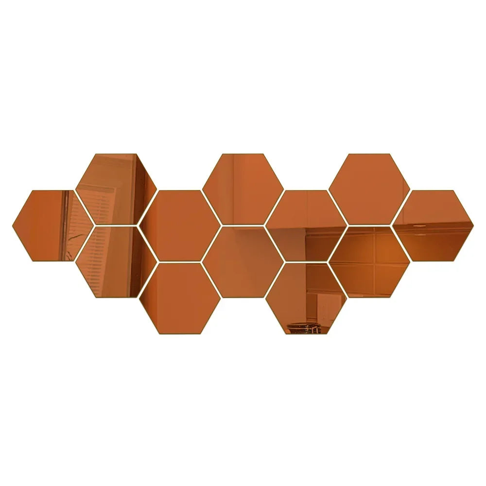 3D Hexagonal Mirror Wall Stickers