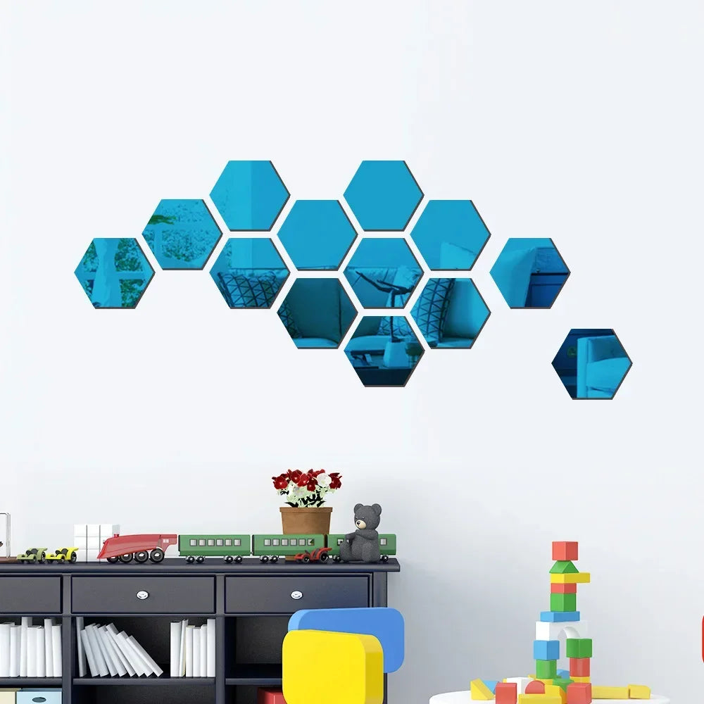 3D Hexagonal Mirror Wall Stickers