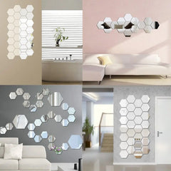 3D Hexagon Mirror Wall Stickers