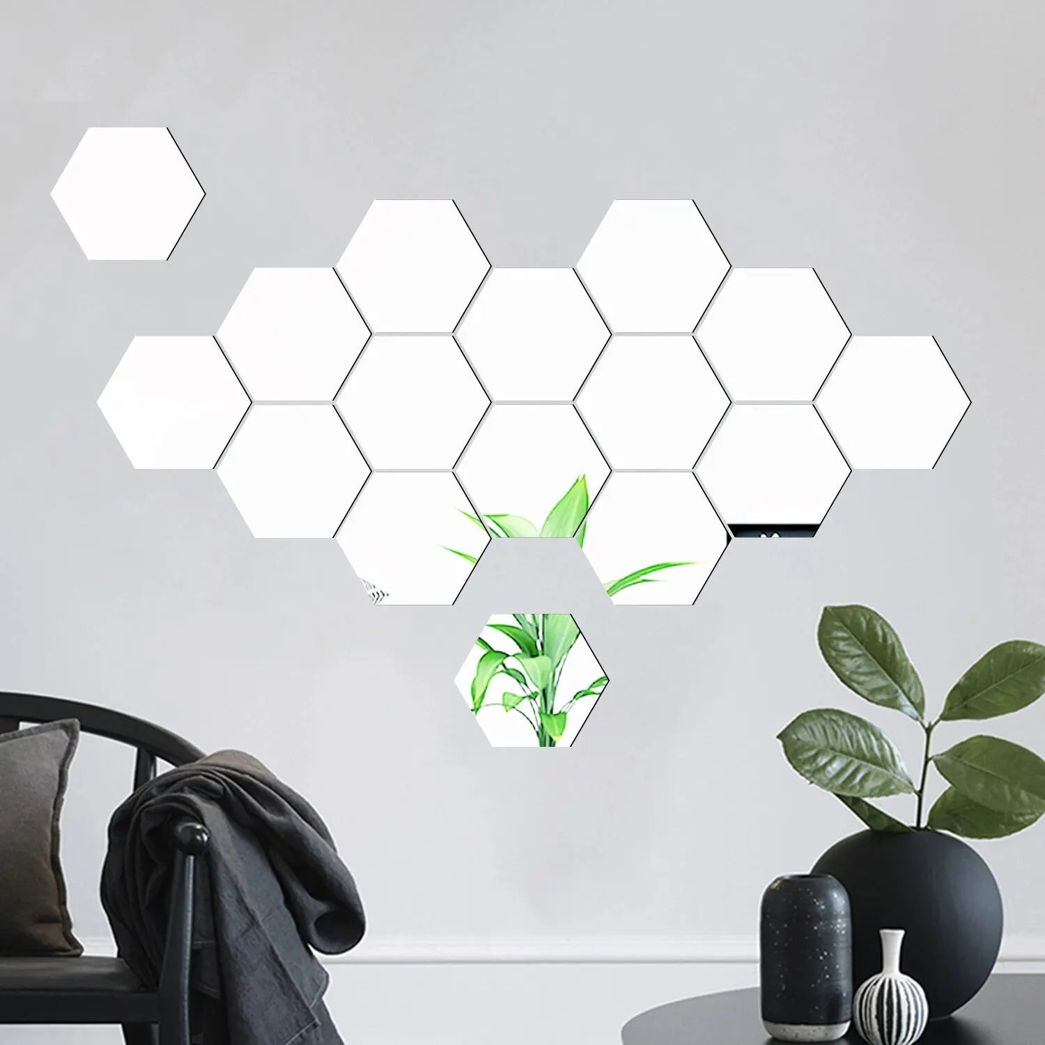 Hexagonal Mirror Wall Stickers Set