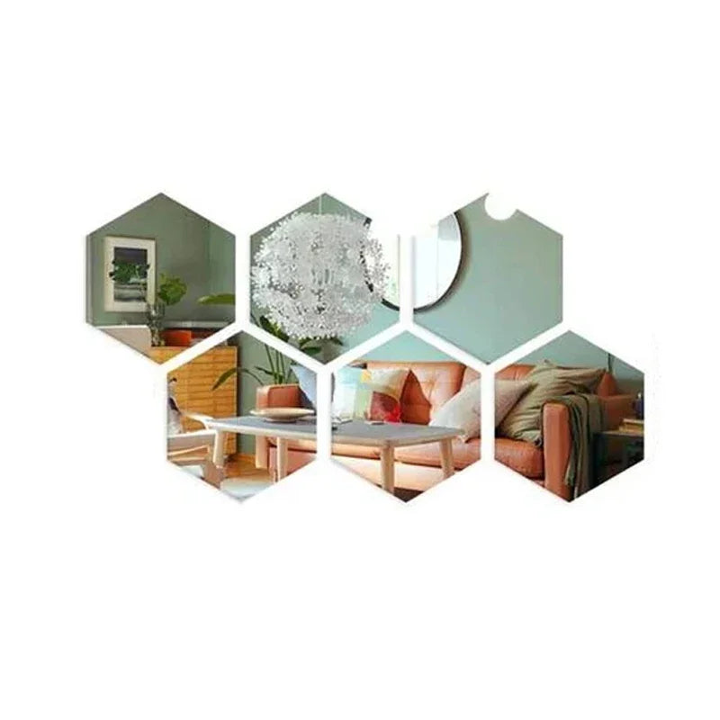 3D Hexagonal Mirror Wall Stickers