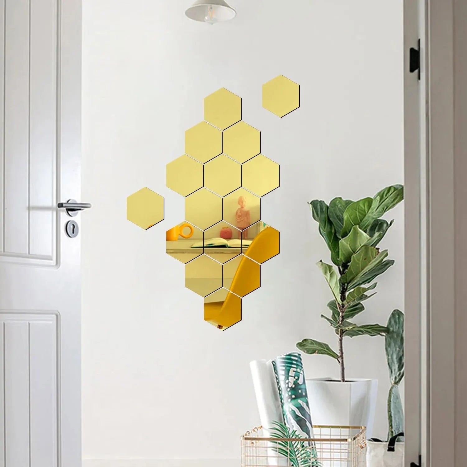 Hexagonal Mirror Wall Stickers Set