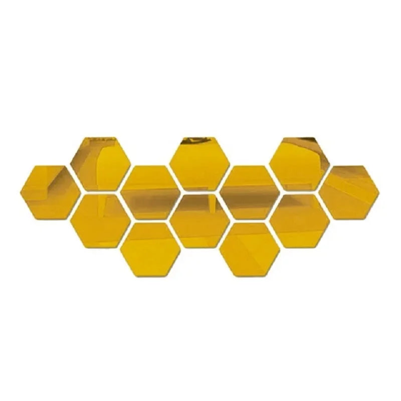 3D Hexagonal Mirror Wall Stickers